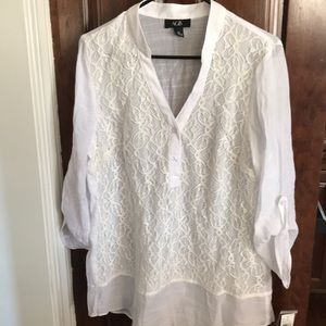 Gorgeous AGB white lace long blouse NWT XL NEW